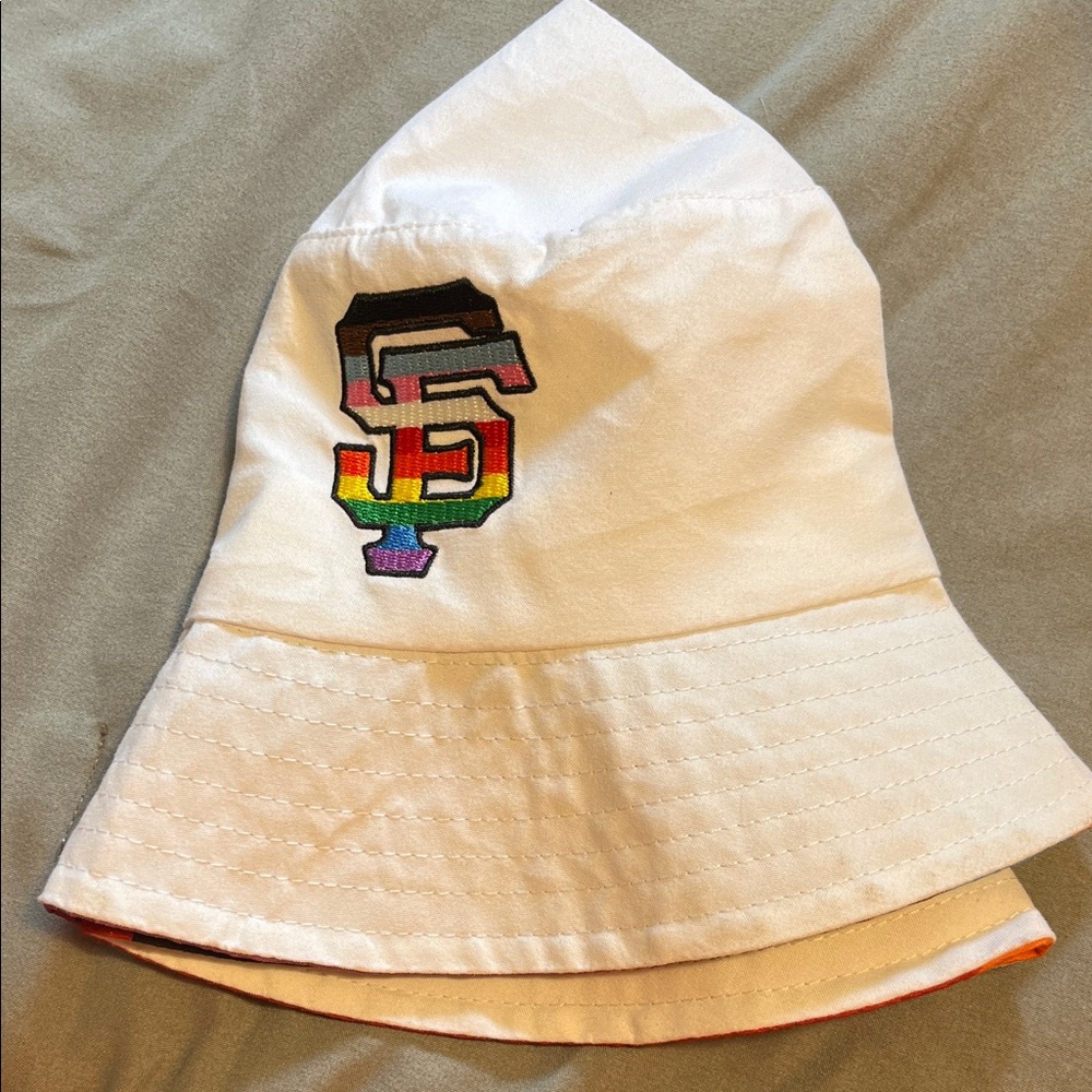 White Bucket Hat with Colorful Embroidery